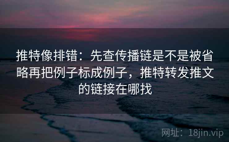 推特像排错：先查传播链是不是被省略再把例子标成例子，推特转发推文的链接在哪找  第2张
